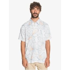 Quiksilver Waterman Shirt Mens XL White Linely Magnolia ButtonUp floral Hawaiian